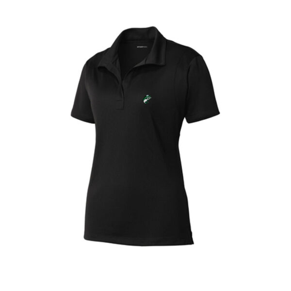 Women's black performance polo